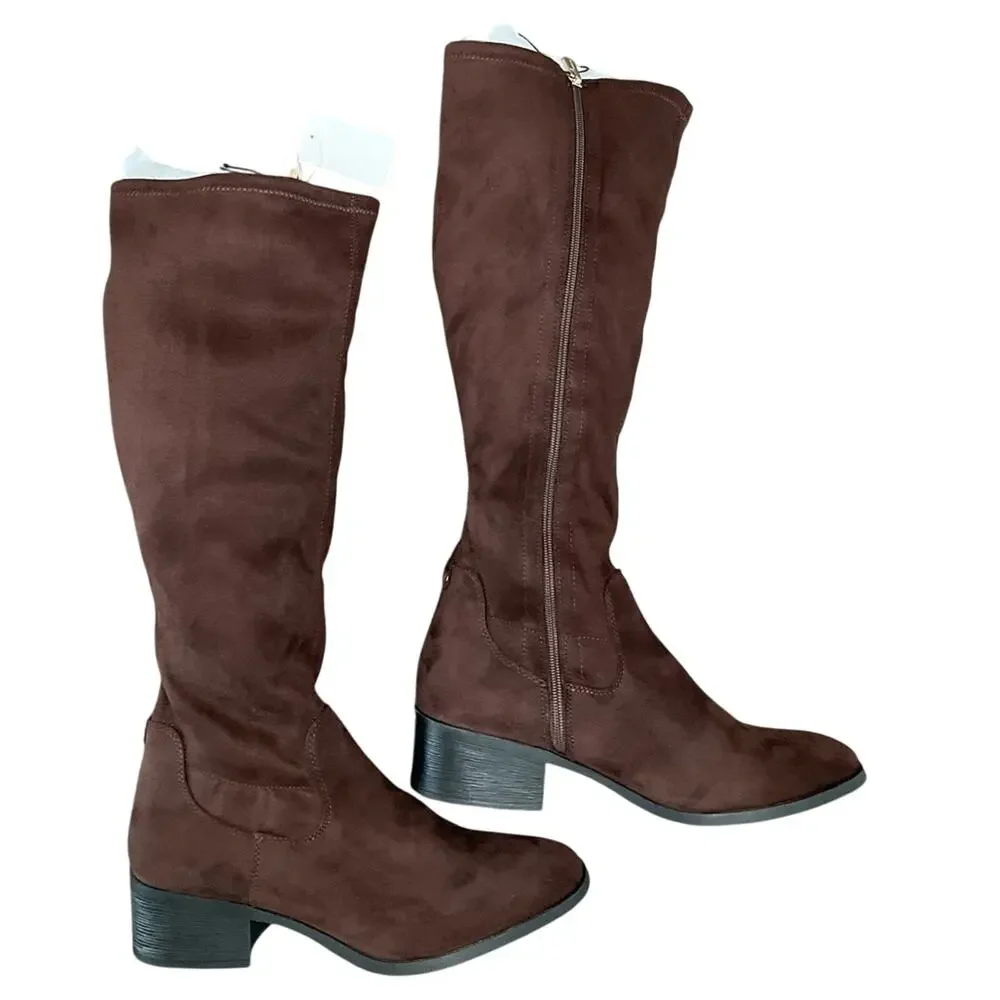 Kenneth Cole Women's Boots Knee-High Faux Suede Brown Size 8.5 NEW NIB